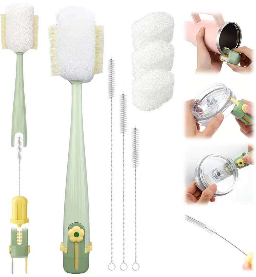 Generic 5 in 1 Bottle Cleaning Brush Set Green